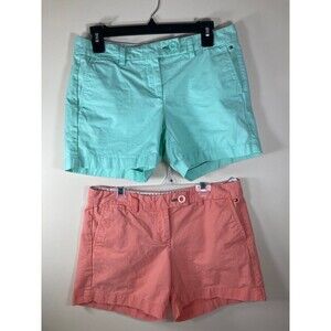 Tommy Hilfiger (2) Pair Womens Mint Green & Peach Cotton Shorts SIZE 4 EUC
